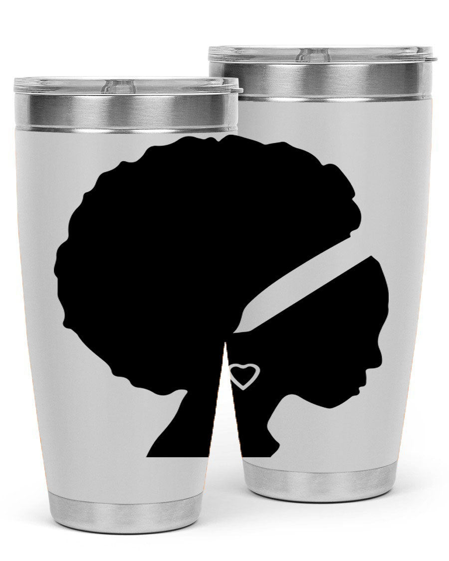 Black Women - Queen 85# Tumbler in 20oz and 30oz sizes, showcasing double wall vacuum stainless steel design with vibrant print.