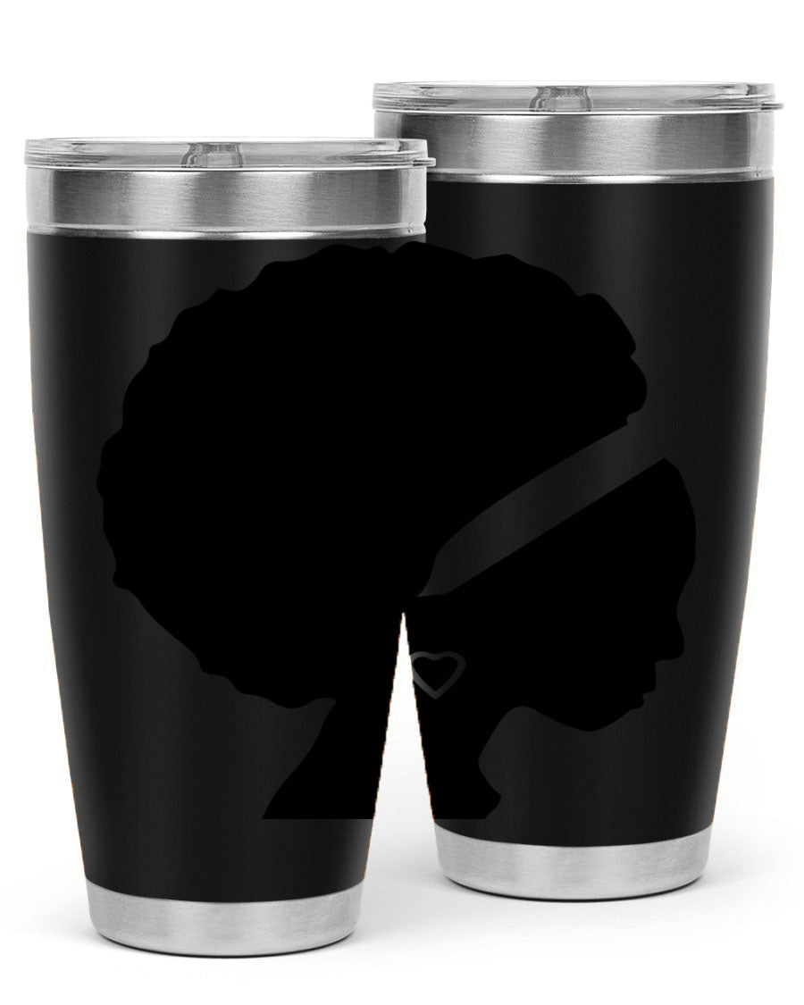 Black Women - Queen 85# Tumbler in 20oz and 30oz sizes, showcasing double wall vacuum stainless steel design with vibrant print.