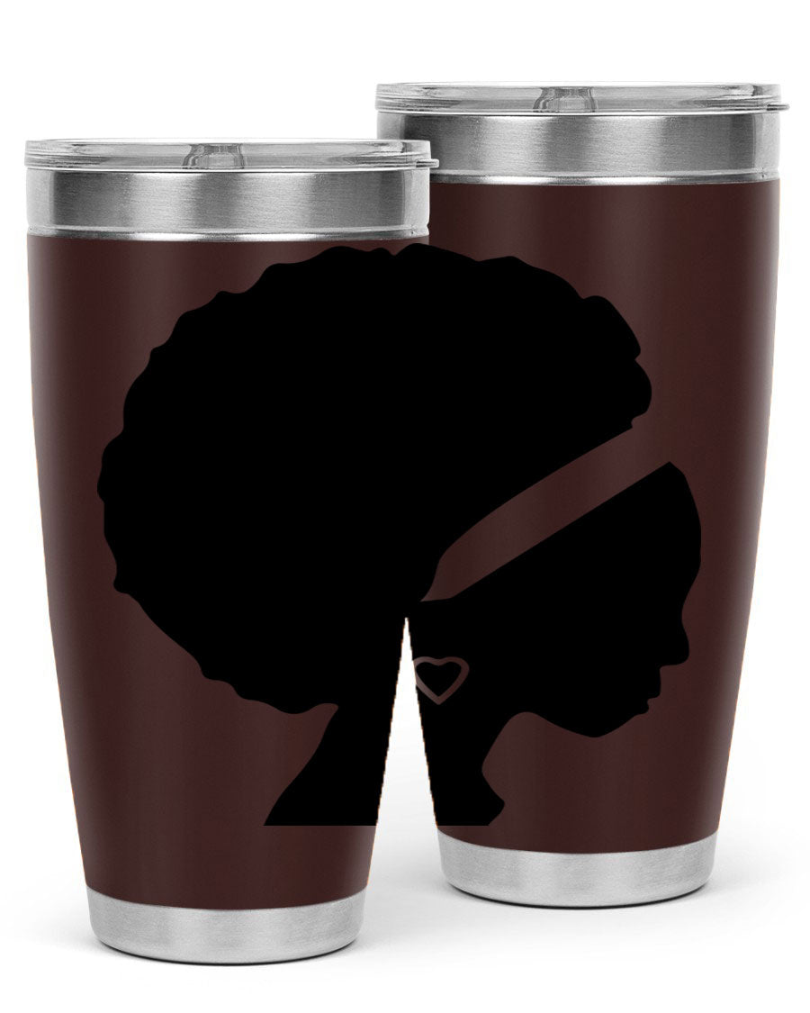 Black Women - Queen 85# Tumbler in 20oz and 30oz sizes, showcasing double wall vacuum stainless steel design with vibrant print.