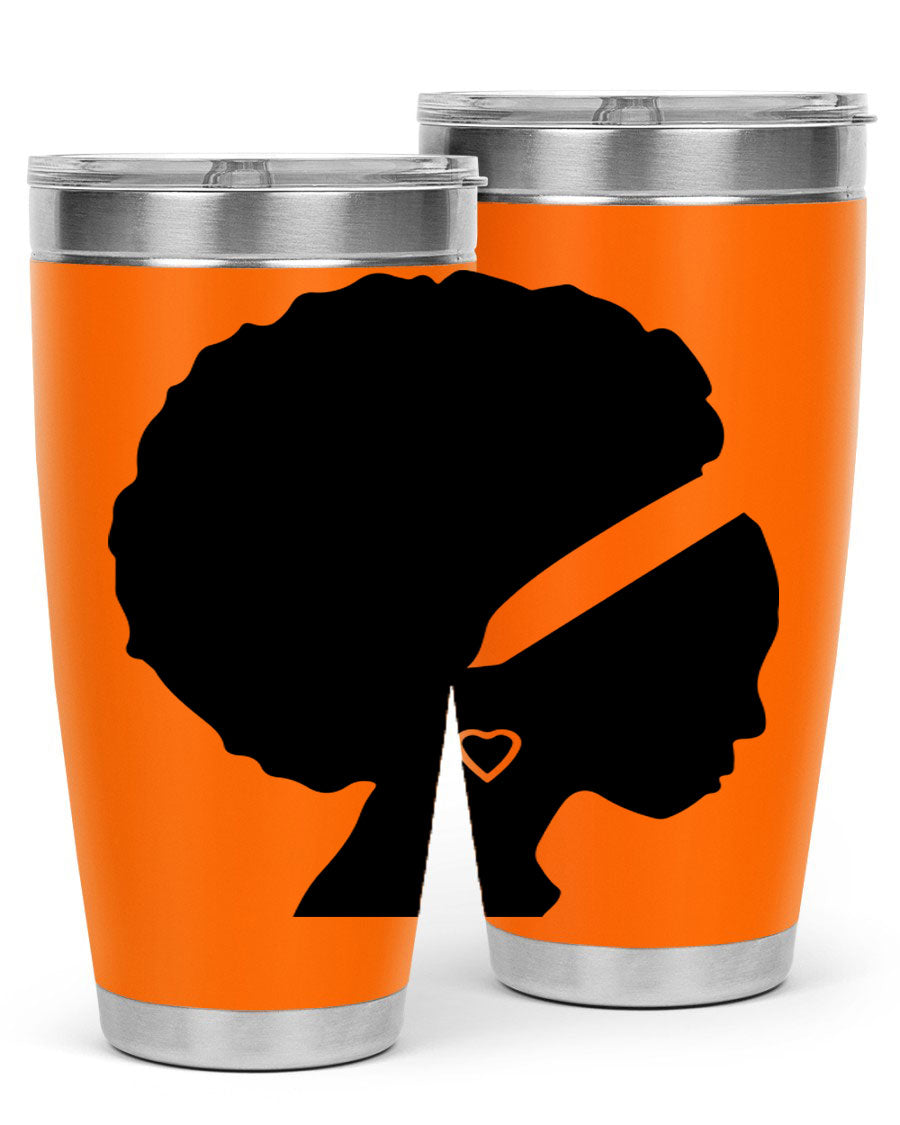 Black Women - Queen 85# Tumbler in 20oz and 30oz sizes, showcasing double wall vacuum stainless steel design with vibrant print.
