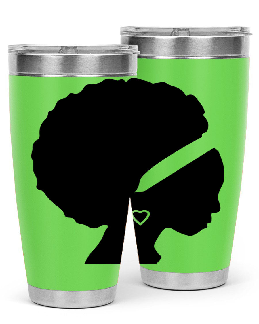 Black Women - Queen 85# Tumbler in 20oz and 30oz sizes, showcasing double wall vacuum stainless steel design with vibrant print.