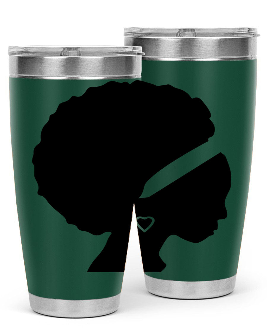 Black Women - Queen 85# Tumbler in 20oz and 30oz sizes, showcasing double wall vacuum stainless steel design with vibrant print.