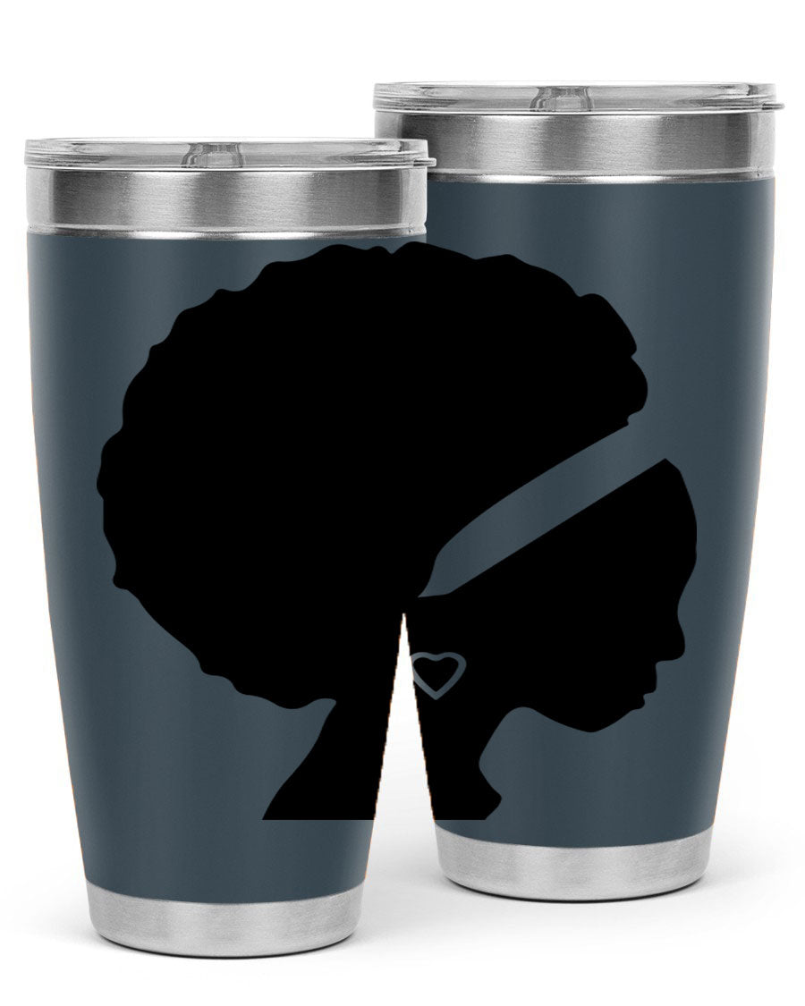 Black Women - Queen 85# Tumbler in 20oz and 30oz sizes, showcasing double wall vacuum stainless steel design with vibrant print.