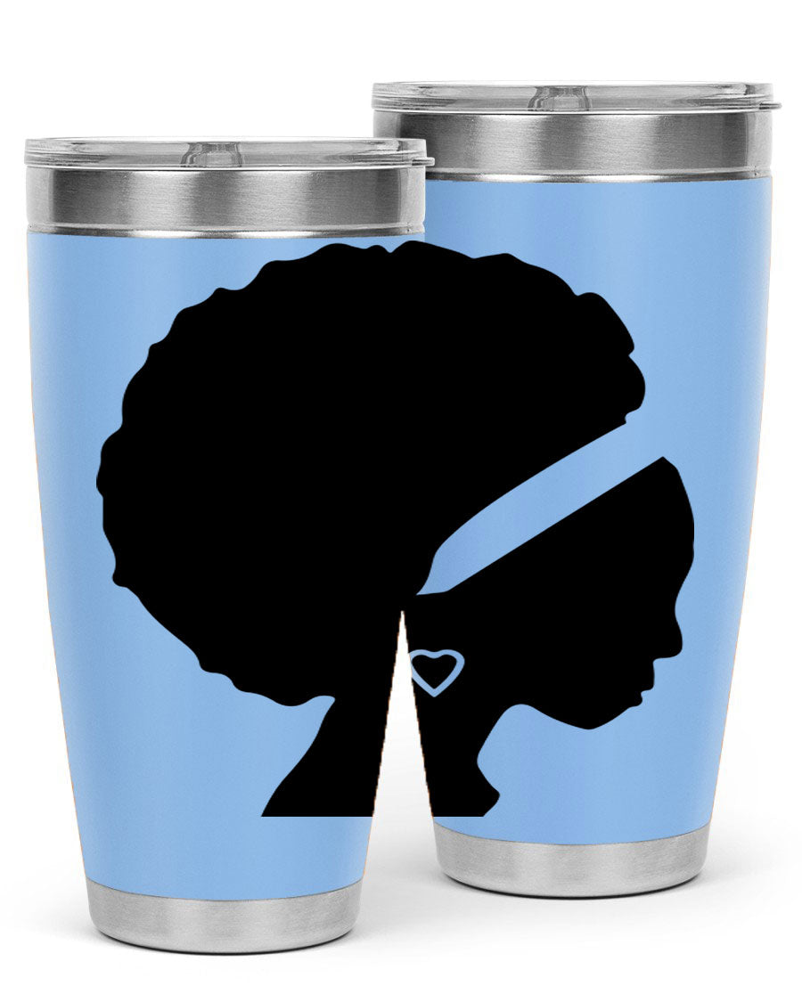 Black Women - Queen 85# Tumbler in 20oz and 30oz sizes, showcasing double wall vacuum stainless steel design with vibrant print.