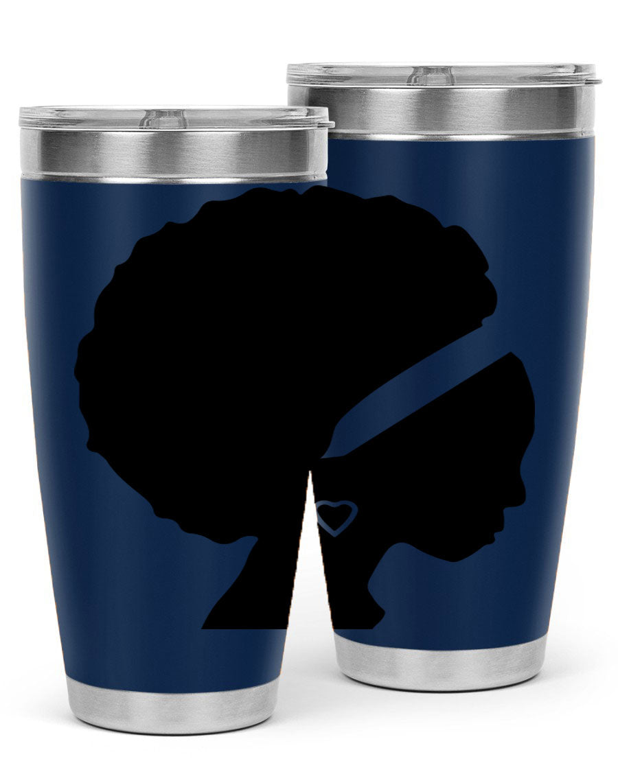 Black Women - Queen 85# Tumbler in 20oz and 30oz sizes, showcasing double wall vacuum stainless steel design with vibrant print.
