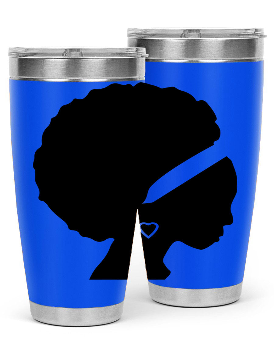 Black Women - Queen 85# Tumbler in 20oz and 30oz sizes, showcasing double wall vacuum stainless steel design with vibrant print.