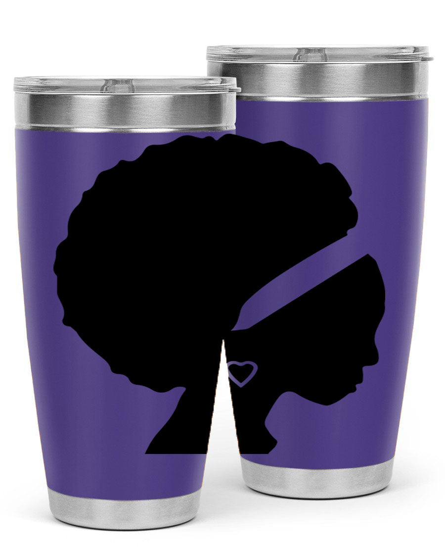 Black Women - Queen 85# Tumbler in 20oz and 30oz sizes, showcasing double wall vacuum stainless steel design with vibrant print.