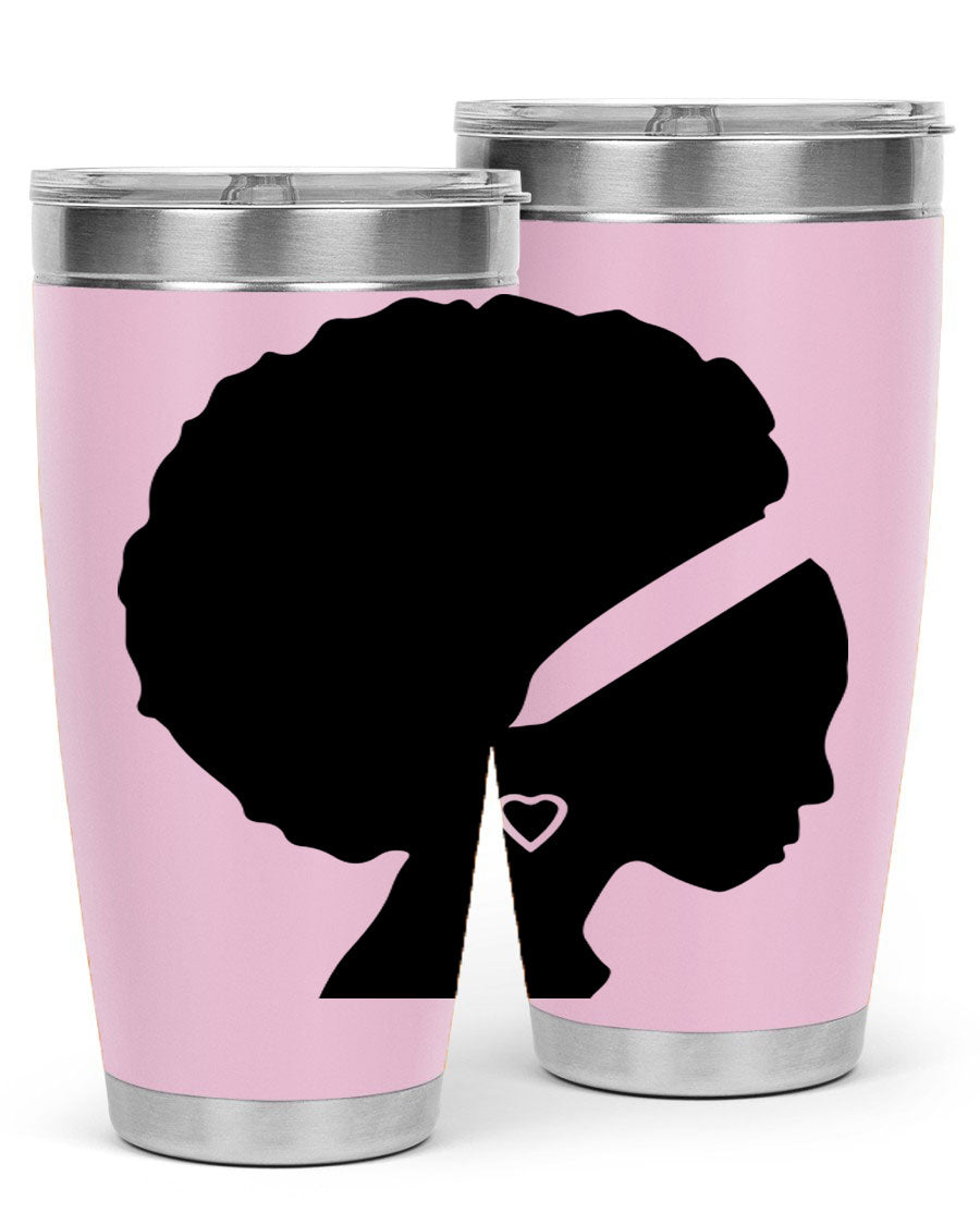 Black Women - Queen 85# Tumbler in 20oz and 30oz sizes, showcasing double wall vacuum stainless steel design with vibrant print.