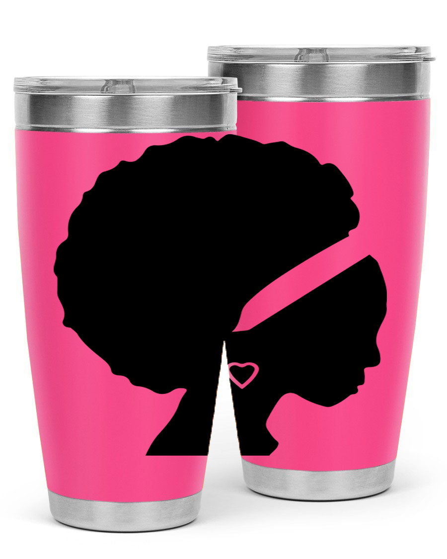 Black Women - Queen 85# Tumbler in 20oz and 30oz sizes, showcasing double wall vacuum stainless steel design with vibrant print.