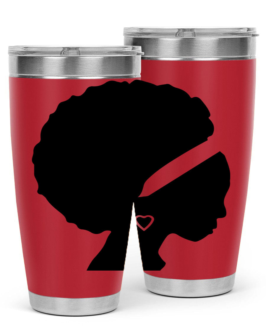 Black Women - Queen 85# Tumbler in 20oz and 30oz sizes, showcasing double wall vacuum stainless steel design with vibrant print.