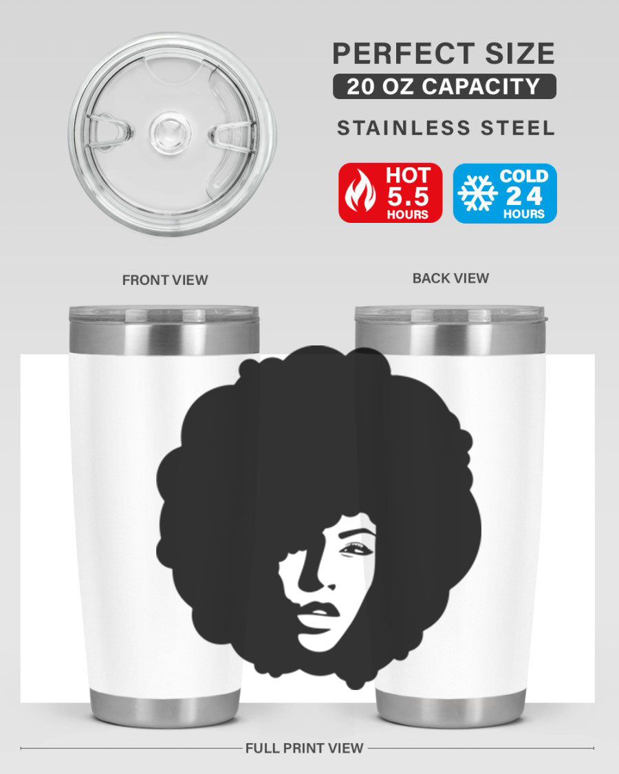 Black Women - Queen 86# Tumbler in stainless steel with a stylish design, perfect for hot and cold beverages.