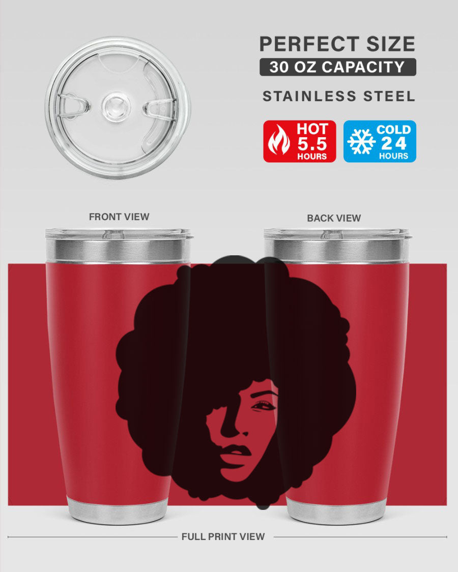 Black Women - Queen 86# Tumbler in stainless steel with a stylish design, perfect for hot and cold beverages.