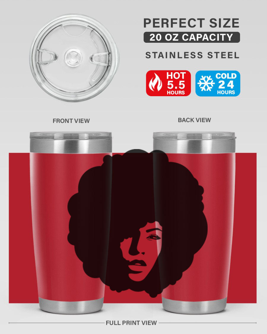 Black Women - Queen 86# Tumbler in stainless steel with a stylish design, perfect for hot and cold beverages.