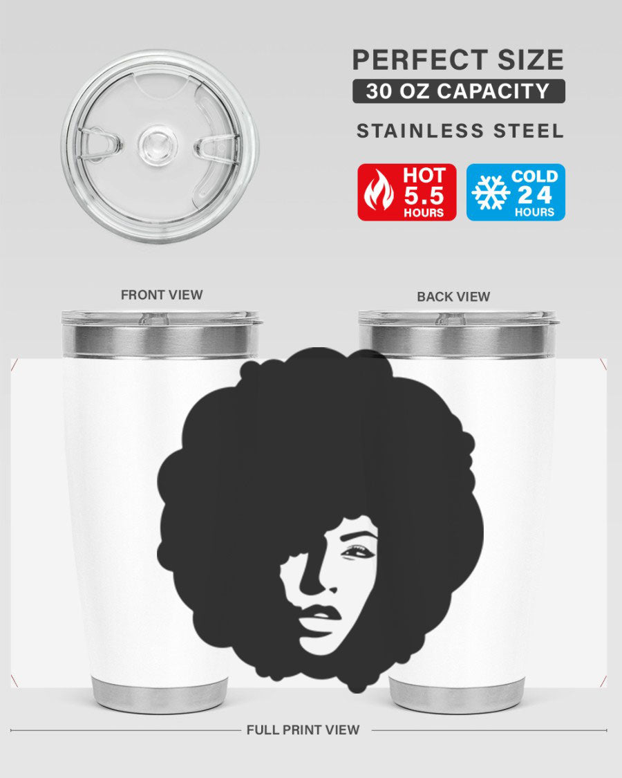Black Women - Queen 86# Tumbler in stainless steel with a stylish design, perfect for hot and cold beverages.