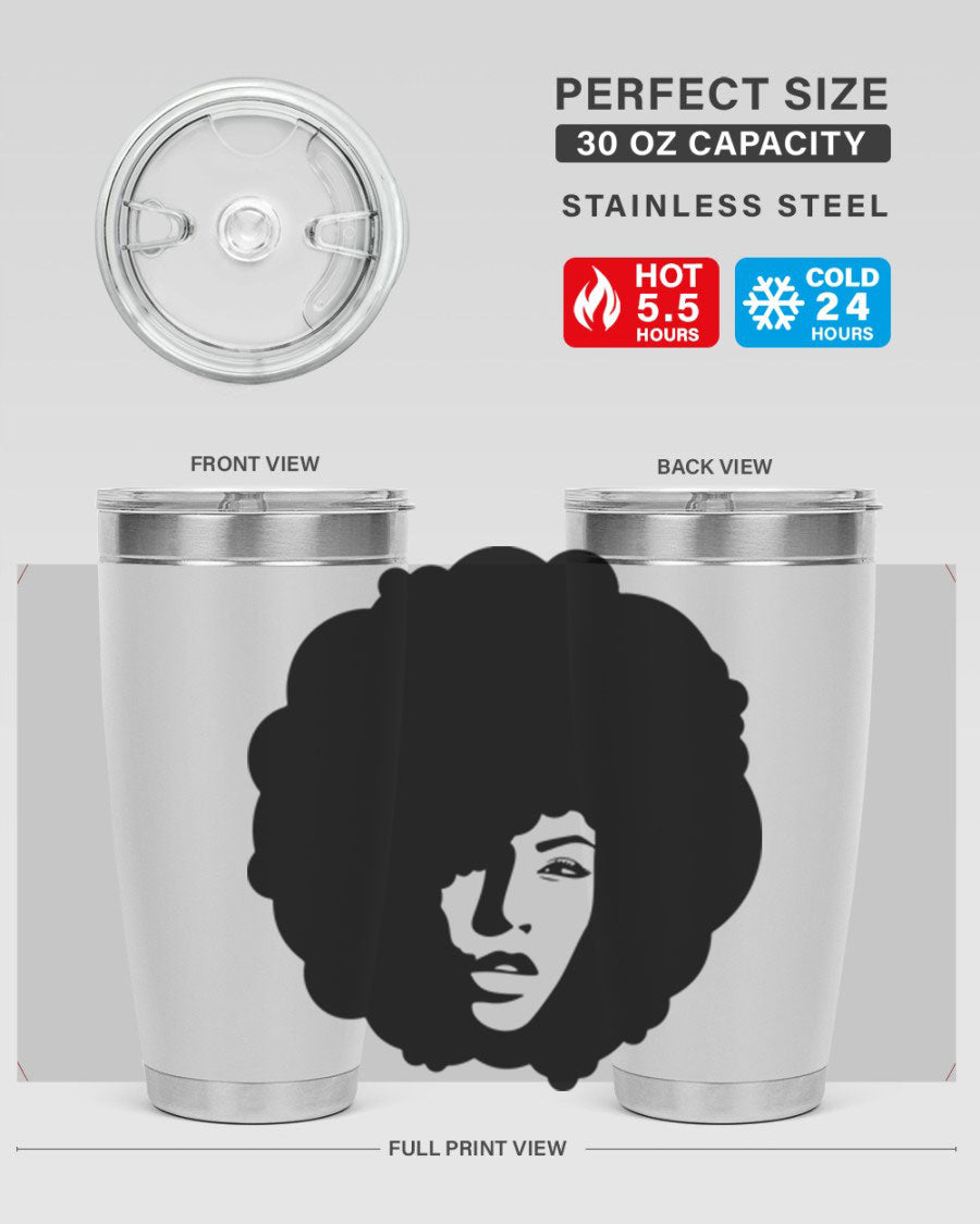 Black Women - Queen 86# Tumbler in stainless steel with a stylish design, perfect for hot and cold beverages.
