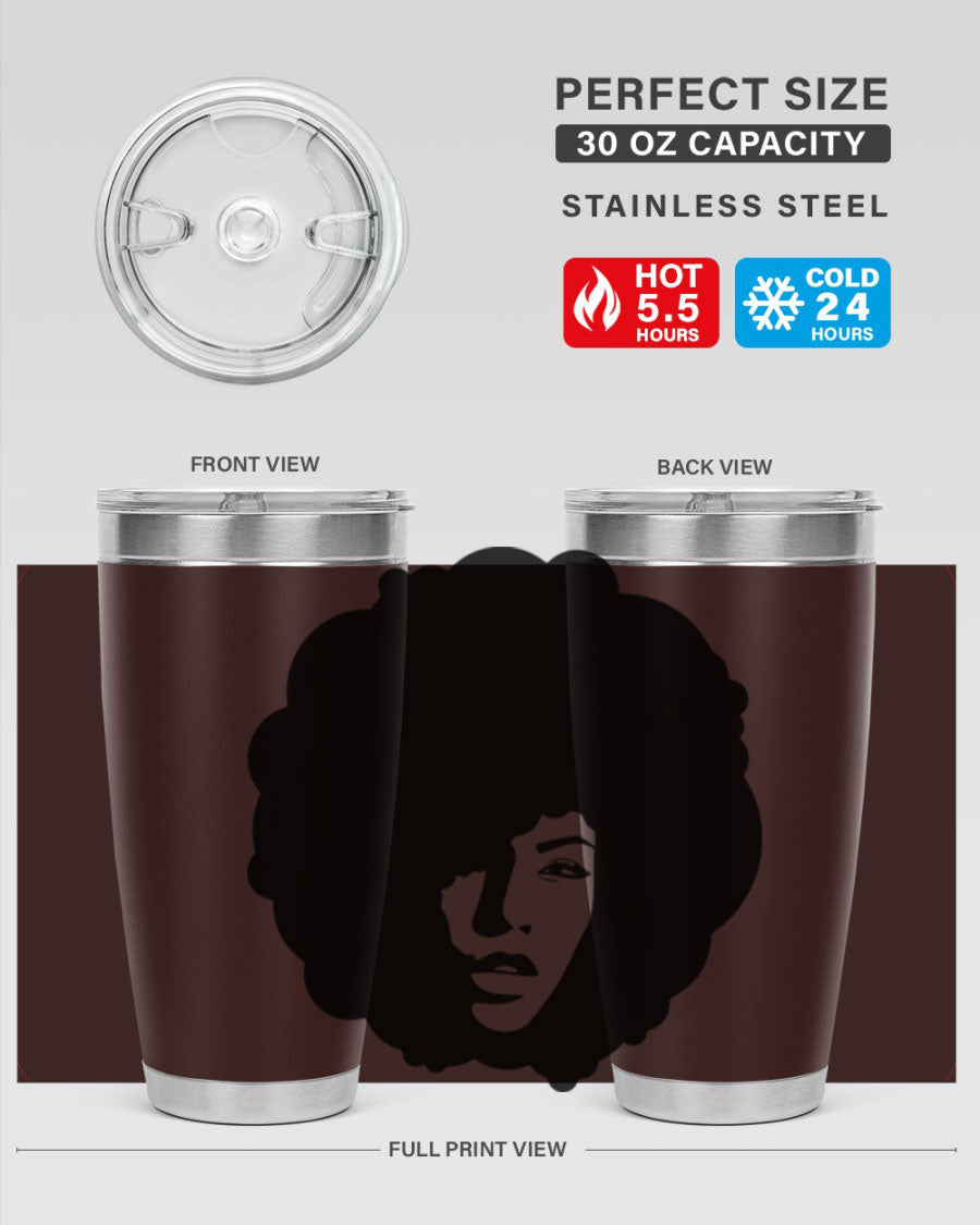 Black Women - Queen 86# Tumbler in stainless steel with a stylish design, perfect for hot and cold beverages.