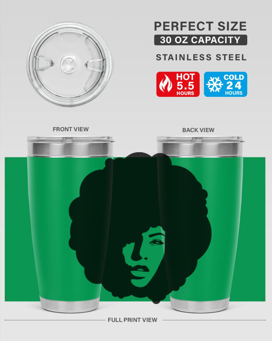 Black Women - Queen 86# Tumbler in stainless steel with a stylish design, perfect for hot and cold beverages.