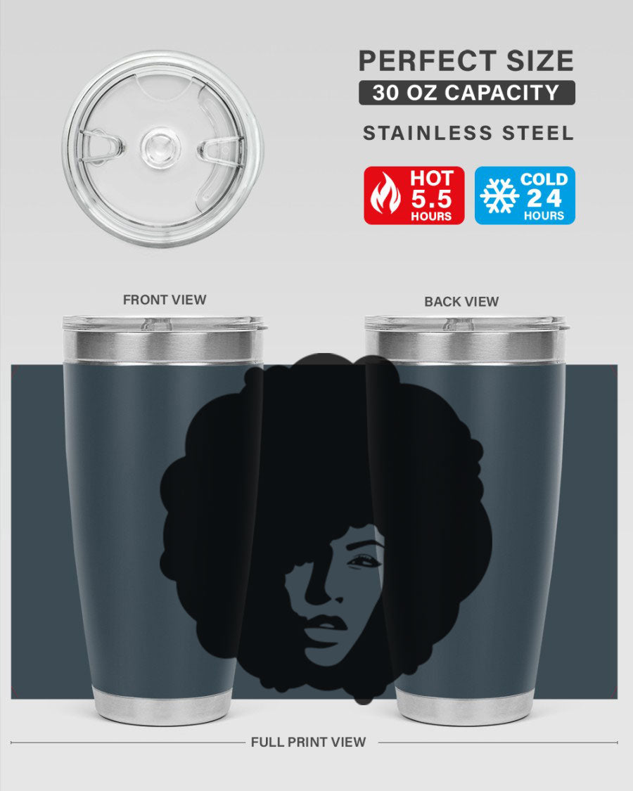 Black Women - Queen 86# Tumbler in stainless steel with a stylish design, perfect for hot and cold beverages.