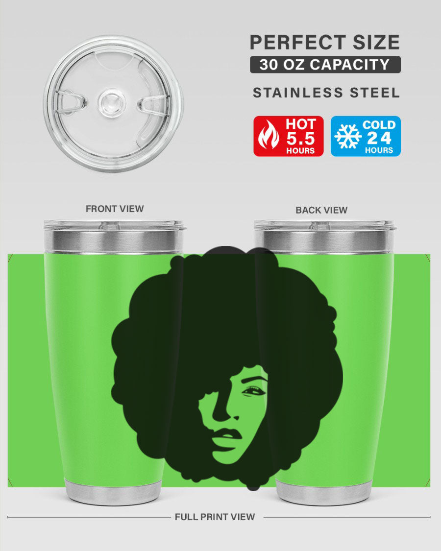 Black Women - Queen 86# Tumbler in stainless steel with a stylish design, perfect for hot and cold beverages.