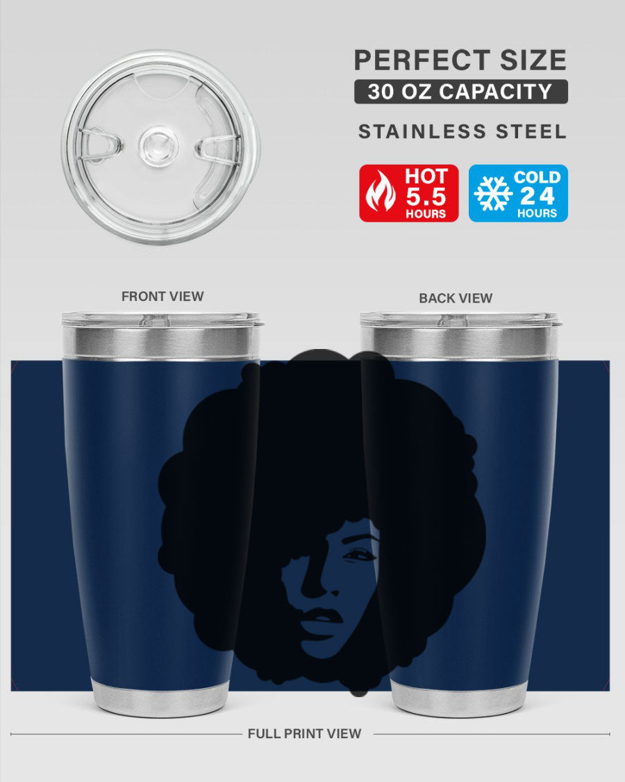 Black Women - Queen 86# Tumbler in stainless steel with a stylish design, perfect for hot and cold beverages.