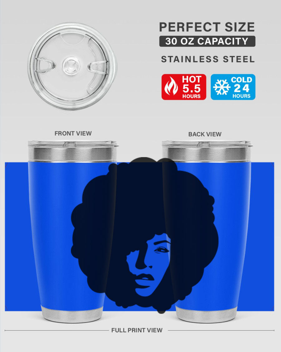 Black Women - Queen 86# Tumbler in stainless steel with a stylish design, perfect for hot and cold beverages.