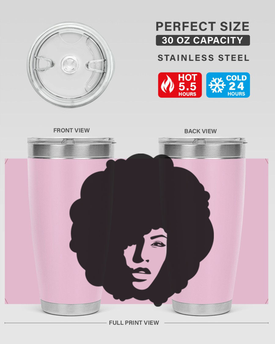 Black Women - Queen 86# Tumbler in stainless steel with a stylish design, perfect for hot and cold beverages.
