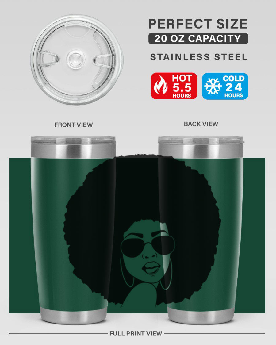 Black Women - Queen 89# Tumbler in stainless steel with vibrant design, perfect for hot and cold beverages.