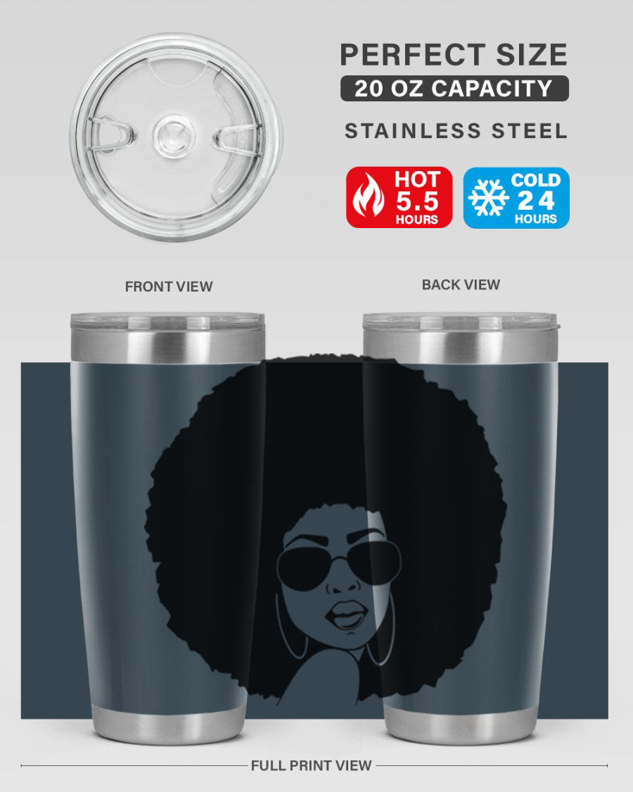 Black Women - Queen 89# Tumbler in stainless steel with vibrant design, perfect for hot and cold beverages.