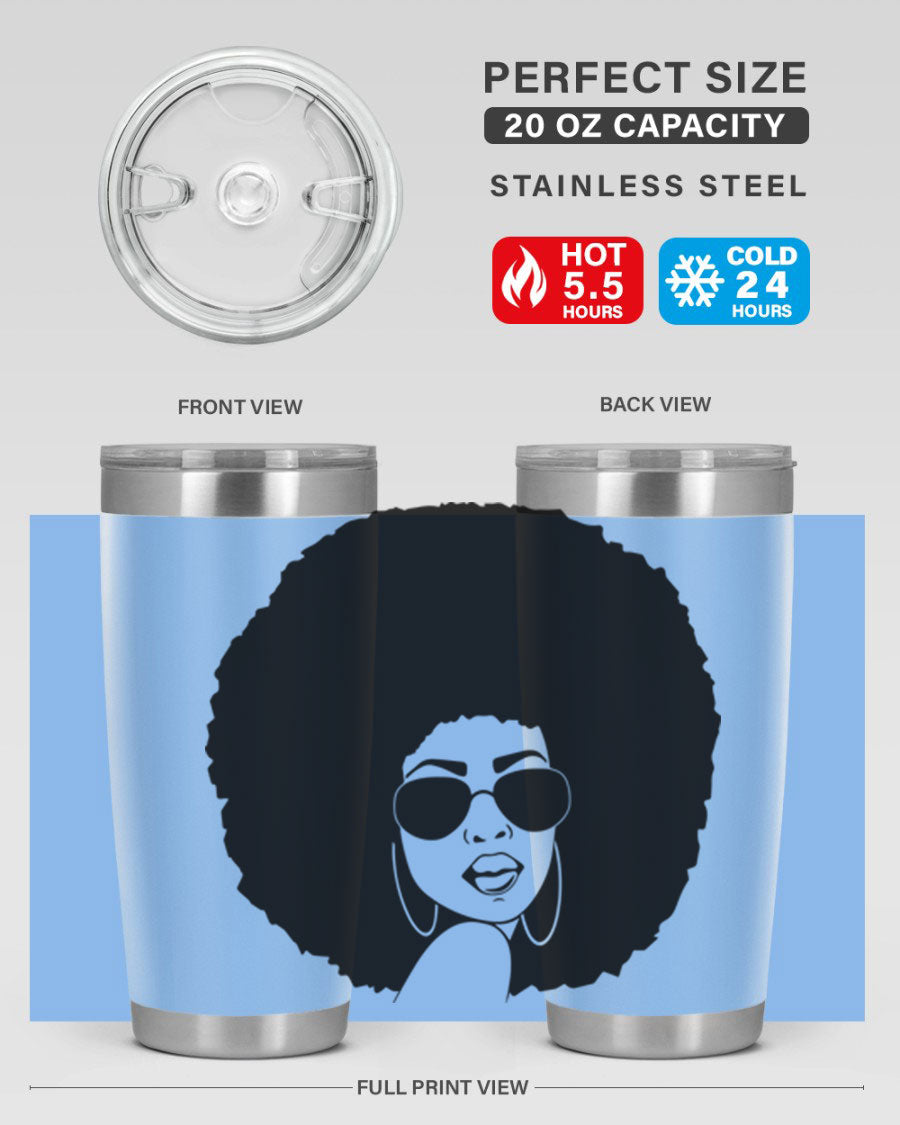 Black Women - Queen 89# Tumbler in stainless steel with vibrant design, perfect for hot and cold beverages.