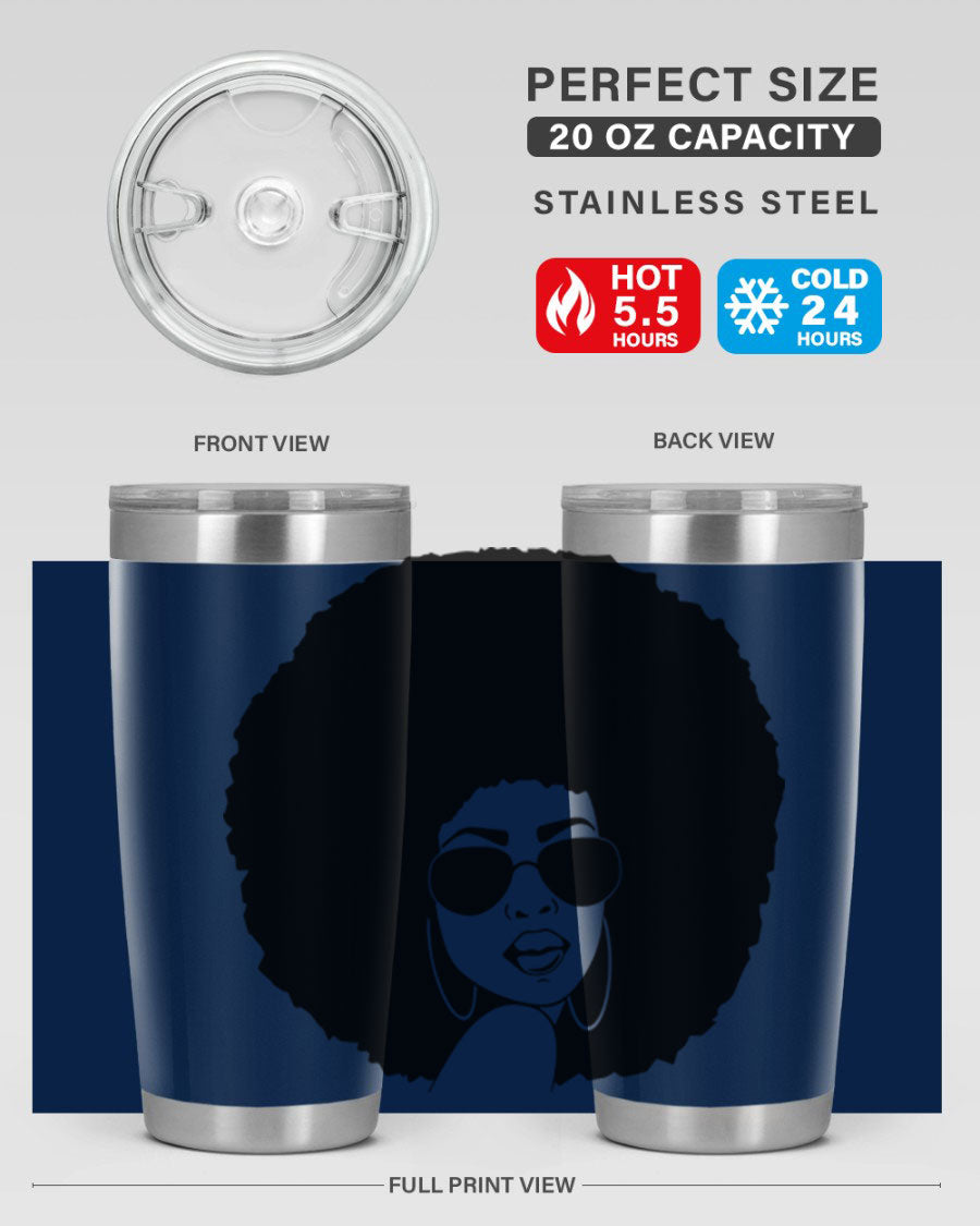 Black Women - Queen 89# Tumbler in stainless steel with vibrant design, perfect for hot and cold beverages.