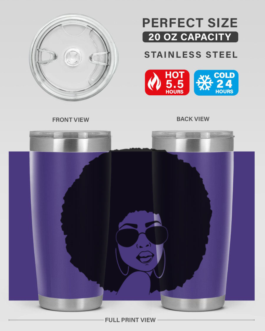 Black Women - Queen 89# Tumbler in stainless steel with vibrant design, perfect for hot and cold beverages.