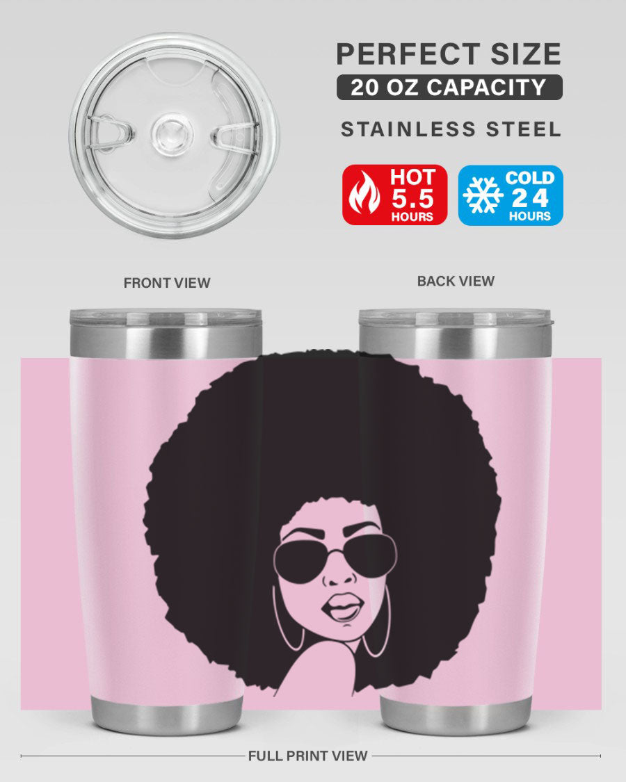 Black Women - Queen 89# Tumbler in stainless steel with vibrant design, perfect for hot and cold beverages.