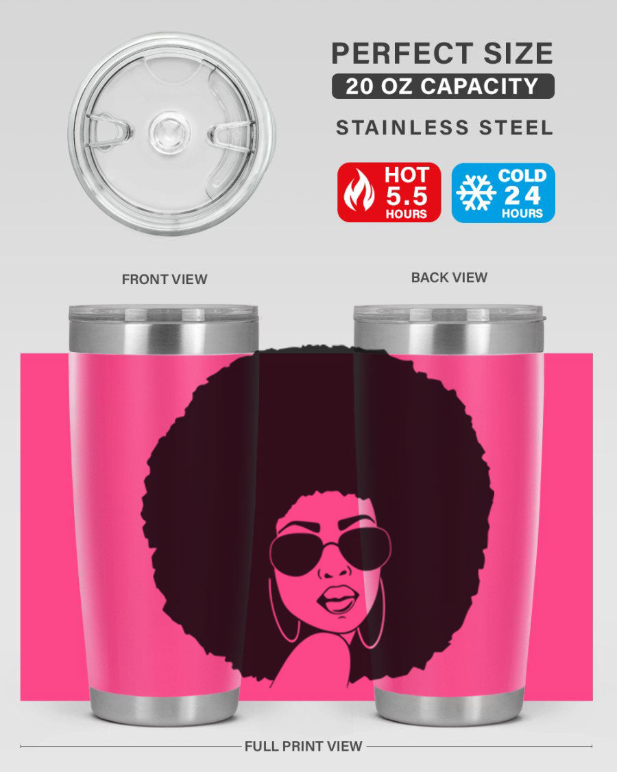 Black Women - Queen 89# Tumbler in stainless steel with vibrant design, perfect for hot and cold beverages.