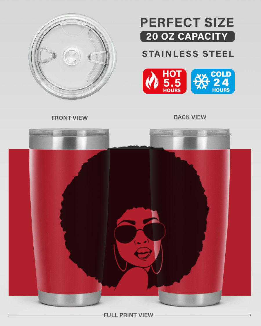 Black Women - Queen 89# Tumbler in stainless steel with vibrant design, perfect for hot and cold beverages.
