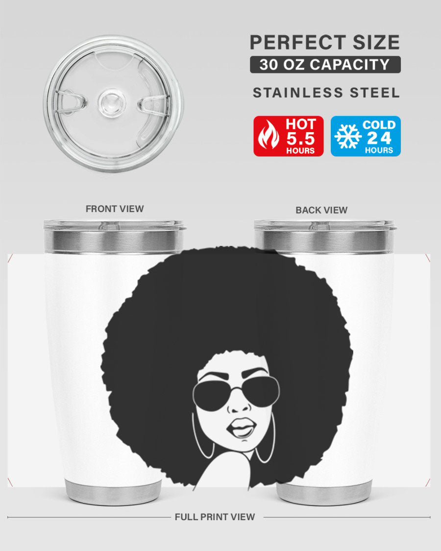 Black Women - Queen 89# Tumbler in stainless steel with vibrant design, perfect for hot and cold beverages.