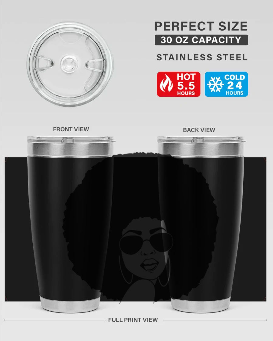 Black Women - Queen 89# Tumbler in stainless steel with vibrant design, perfect for hot and cold beverages.