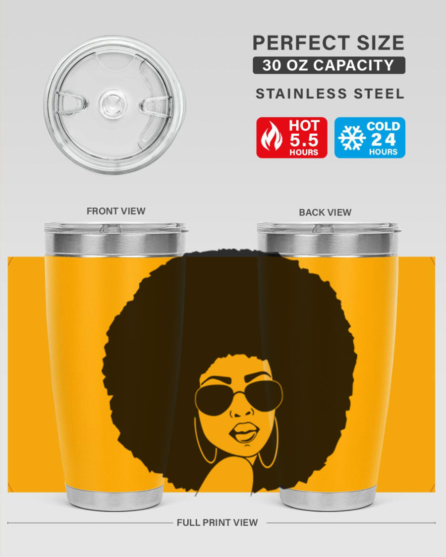 Black Women - Queen 89# Tumbler in stainless steel with vibrant design, perfect for hot and cold beverages.