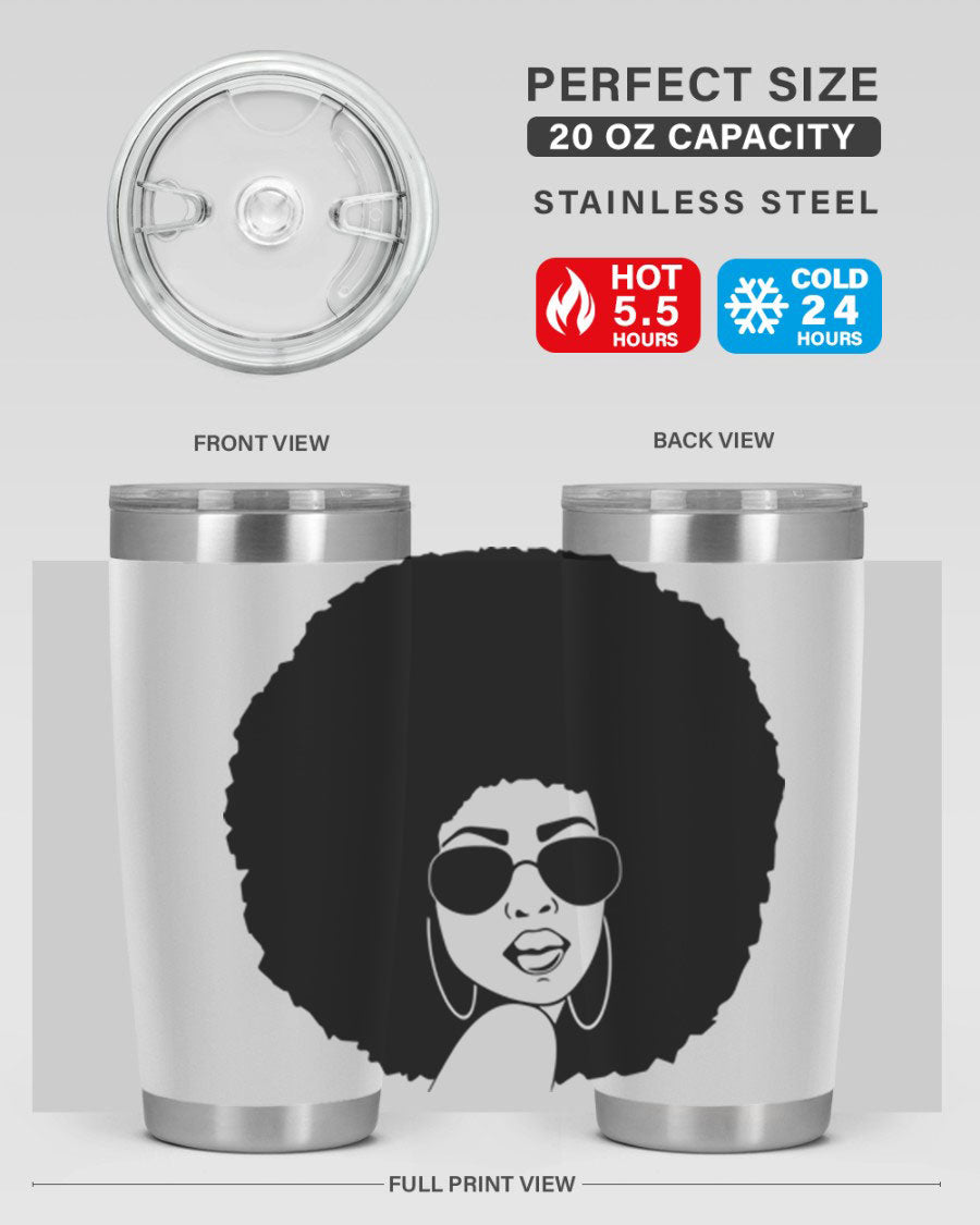Black Women - Queen 89# Tumbler in stainless steel with vibrant design, perfect for hot and cold beverages.