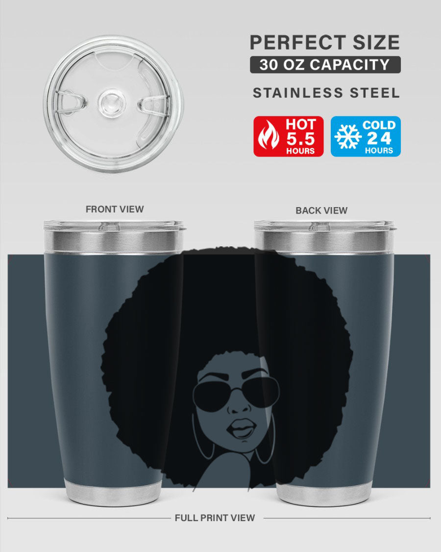 Black Women - Queen 89# Tumbler in stainless steel with vibrant design, perfect for hot and cold beverages.