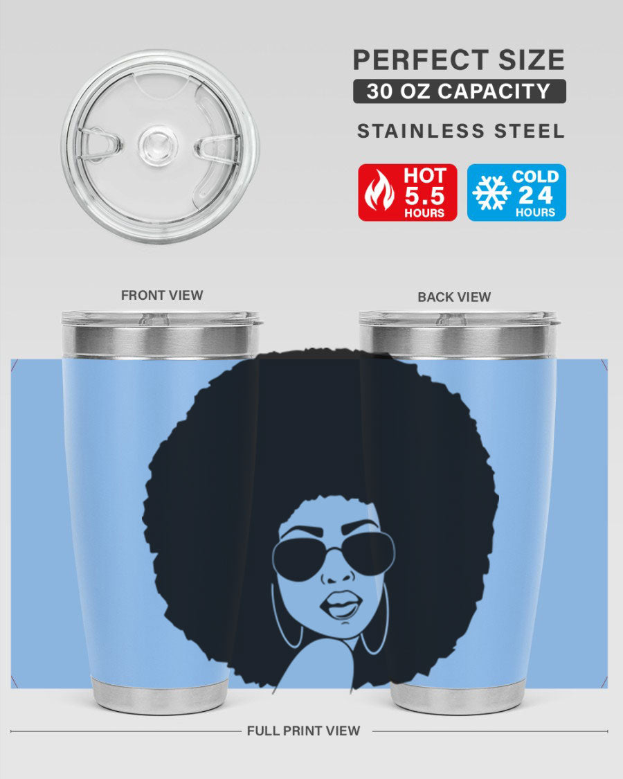 Black Women - Queen 89# Tumbler in stainless steel with vibrant design, perfect for hot and cold beverages.