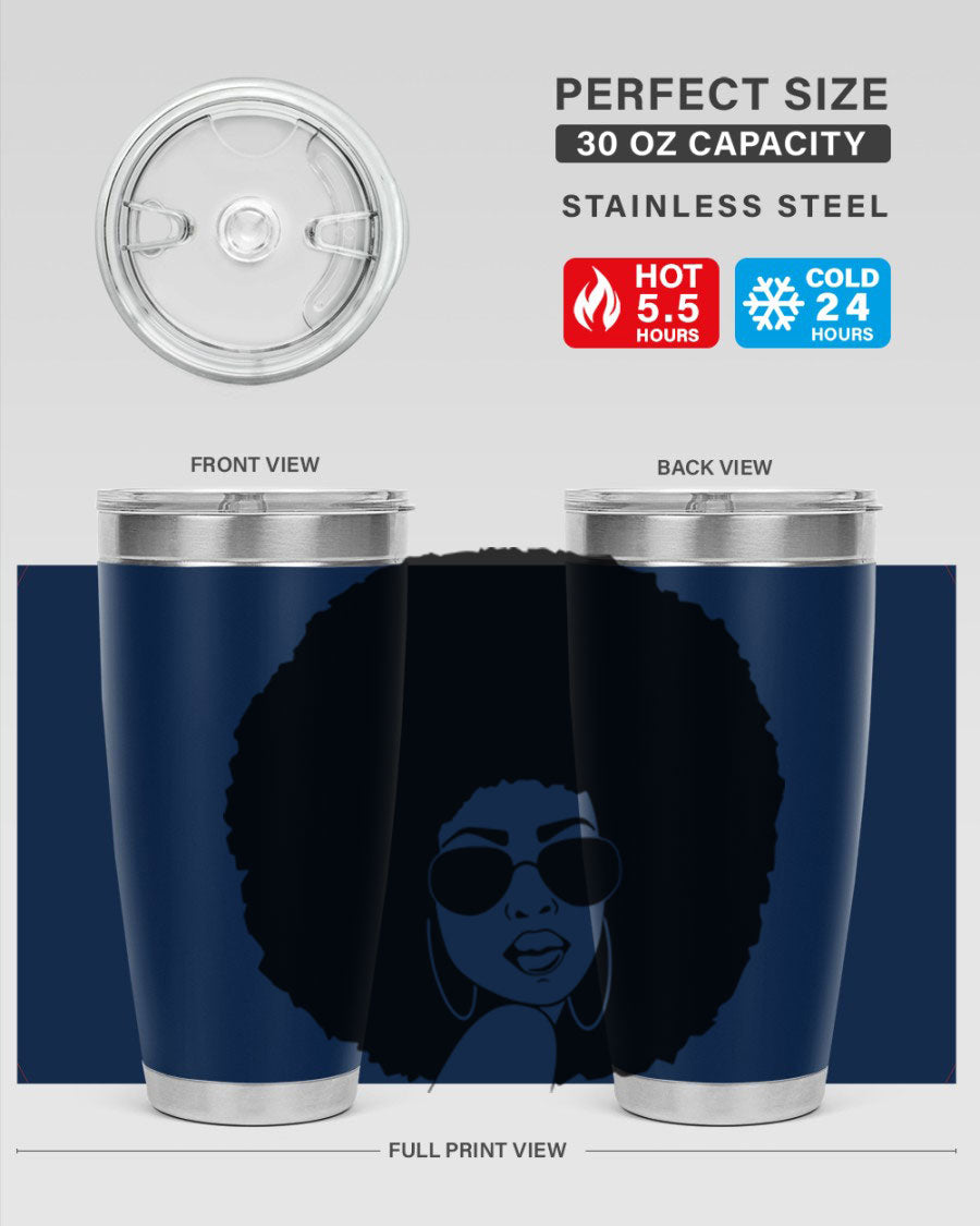 Black Women - Queen 89# Tumbler in stainless steel with vibrant design, perfect for hot and cold beverages.