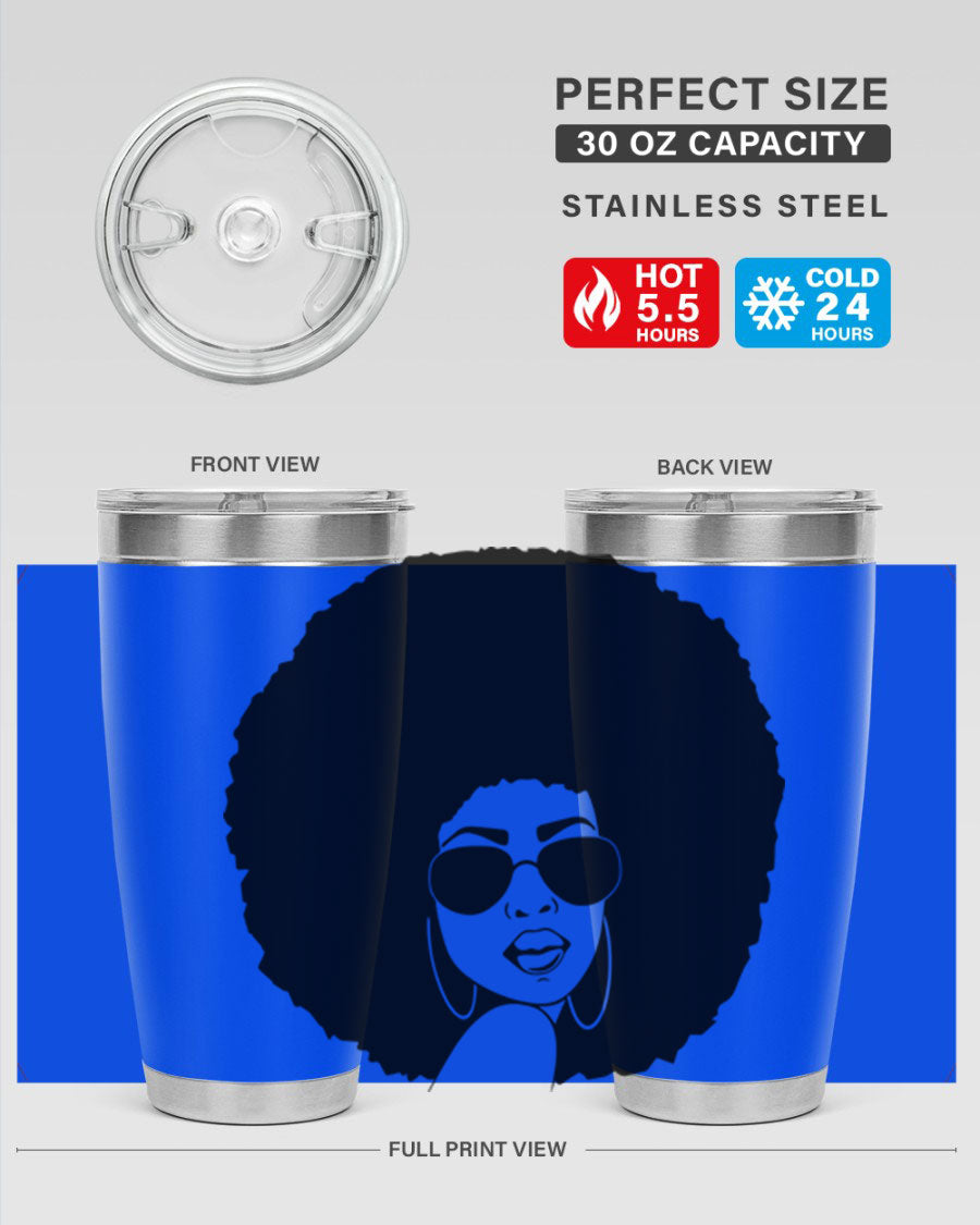 Black Women - Queen 89# Tumbler in stainless steel with vibrant design, perfect for hot and cold beverages.