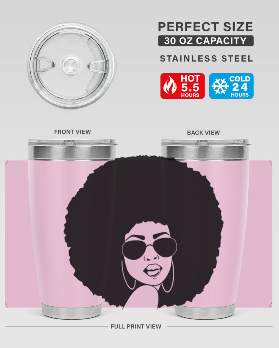 Black Women - Queen 89# Tumbler in stainless steel with vibrant design, perfect for hot and cold beverages.