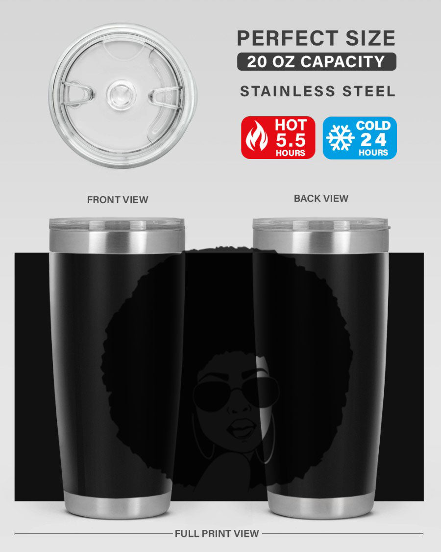 Black Women - Queen 89# Tumbler in stainless steel with vibrant design, perfect for hot and cold beverages.