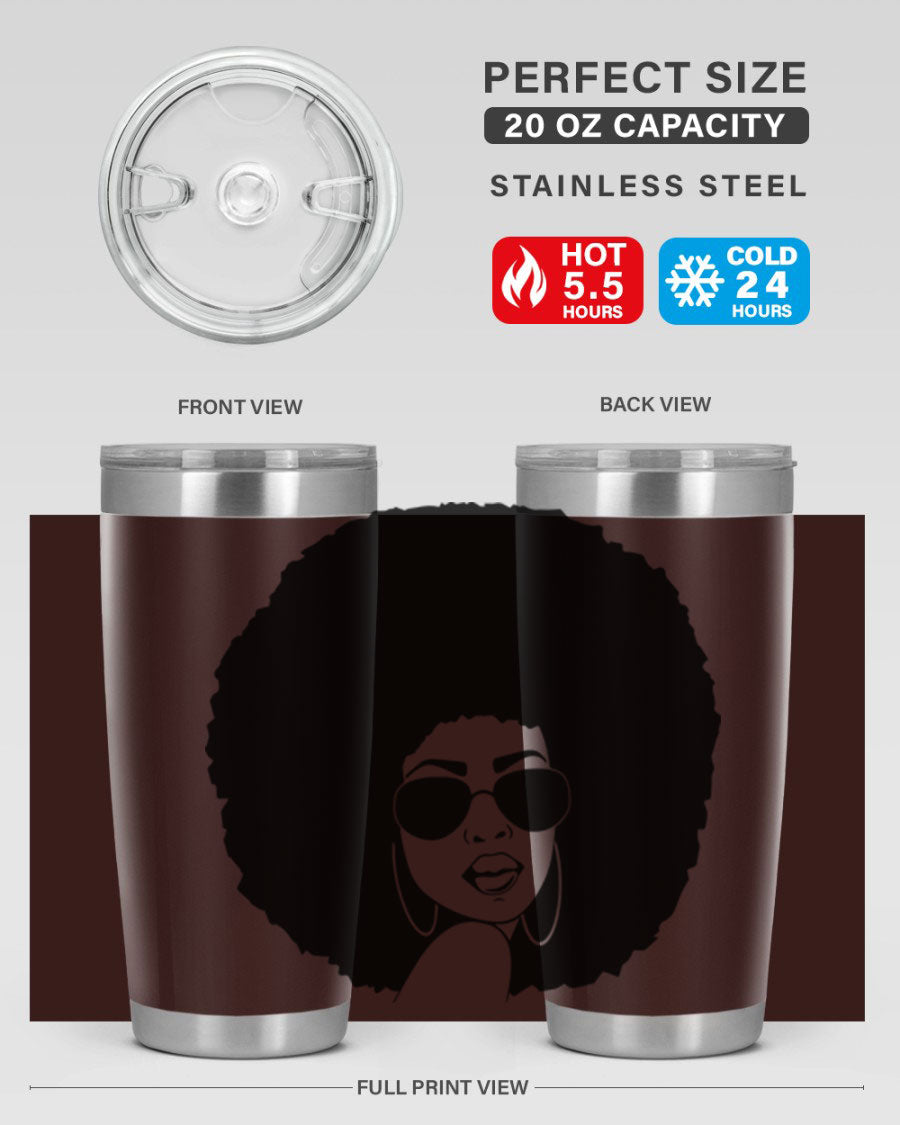 Black Women - Queen 89# Tumbler in stainless steel with vibrant design, perfect for hot and cold beverages.