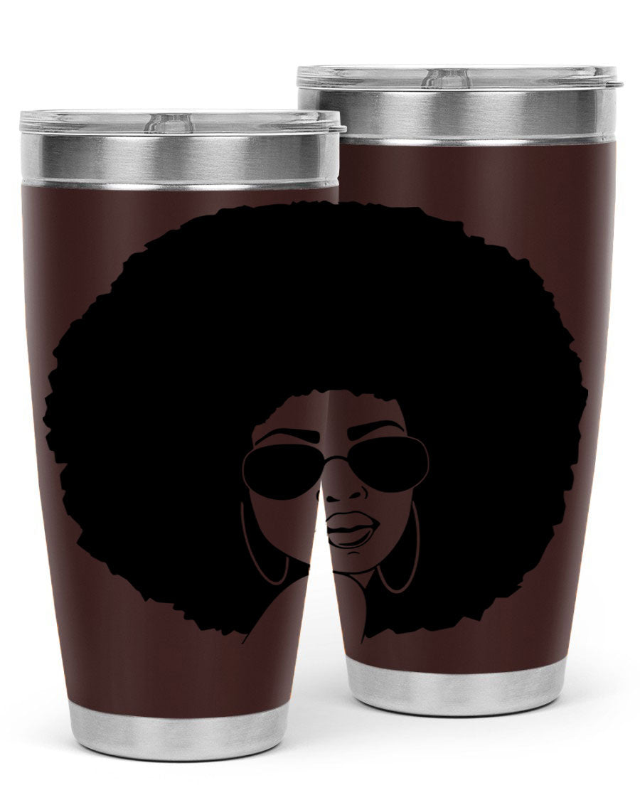 Black Women - Queen 89# Tumbler in stainless steel with vibrant design, perfect for hot and cold beverages.