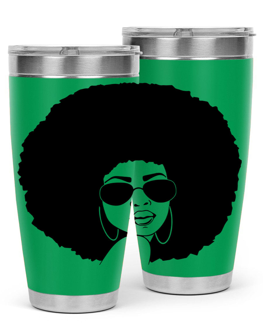 Black Women - Queen 89# Tumbler in stainless steel with vibrant design, perfect for hot and cold beverages.