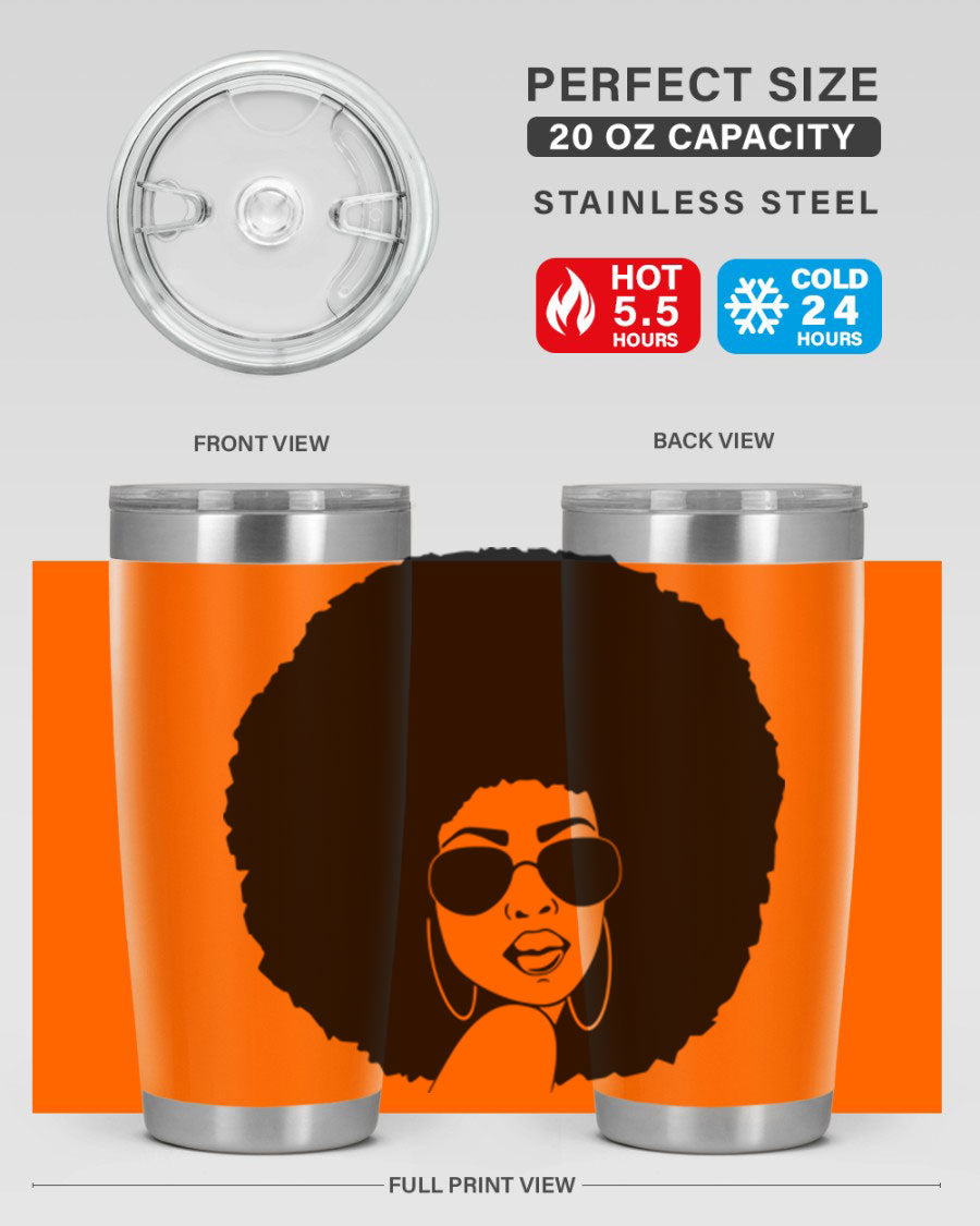 Black Women - Queen 89# Tumbler in stainless steel with vibrant design, perfect for hot and cold beverages.