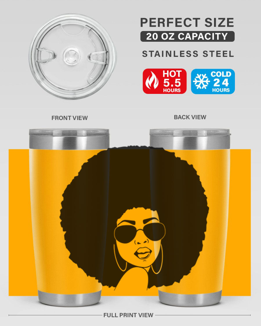Black Women - Queen 89# Tumbler in stainless steel with vibrant design, perfect for hot and cold beverages.