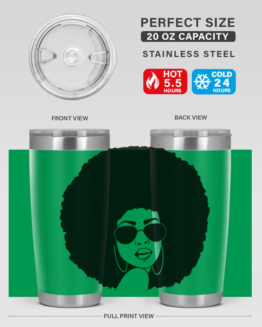 Black Women - Queen 89# Tumbler in stainless steel with vibrant design, perfect for hot and cold beverages.